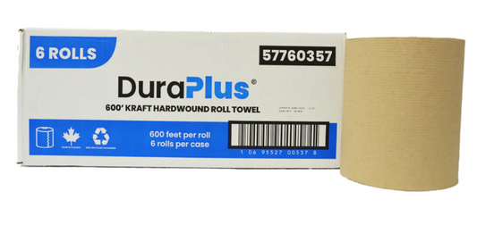 DuraPlus Hardwound Paper Towel, Kraft, 600', 6 Rolls/Case (57760357)