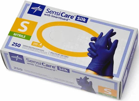 Medline SensiCare Silk Medical Nitrile Gloves (3.5 mil) (Dark Blue)